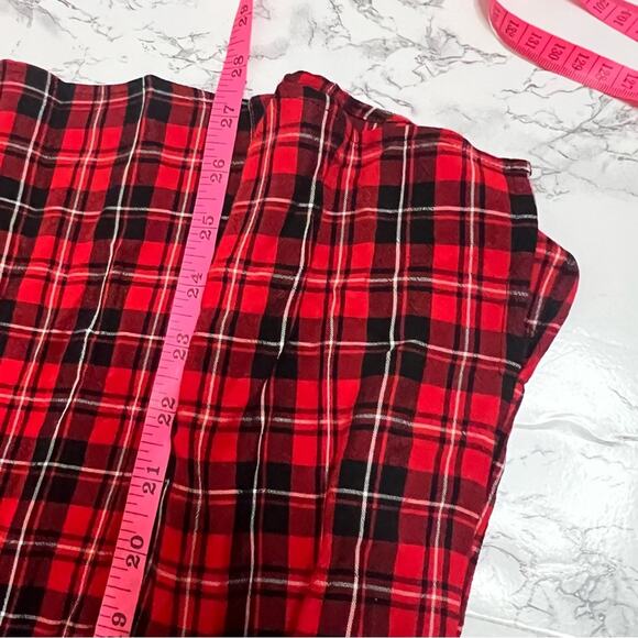 NWT Loft tartan plaid red black popover blouse Sz 16 - Picture 3 of 6